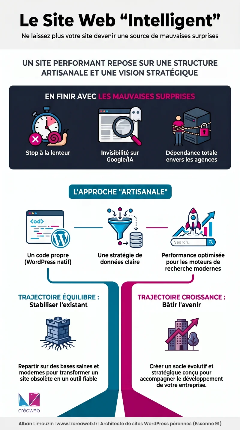 infographie-artisan-web-wp-essonne-lz-creaweb Une stratégie numérique durable ? Limouzin pour un diagnostic stratégique de votre projet avec deux trajectoires possibles